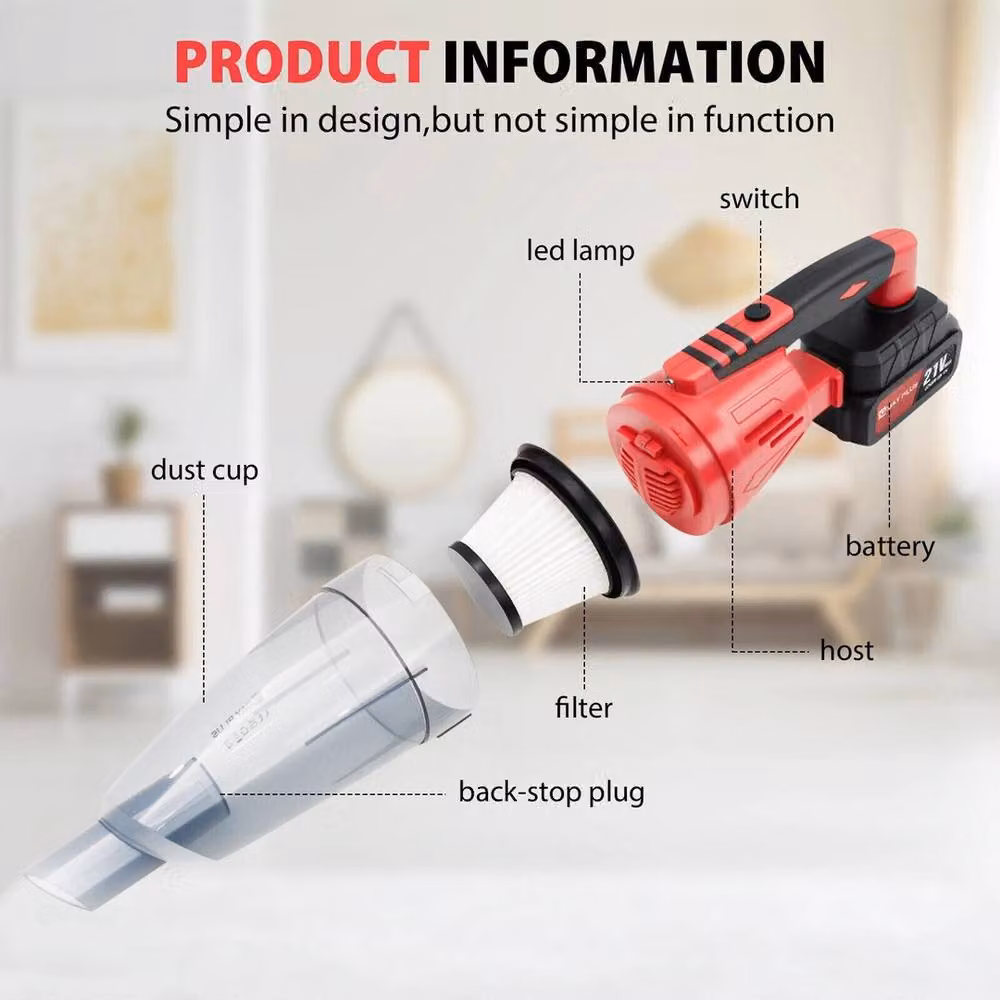 NESTLUNE Cordless Handheld and Upright Bagless Vacuum Cleaner with 2 Batteries in Red, H 100 cm x W 15 cm x D 15 cm – 2