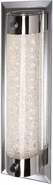 Netlighting Tube Flush LED Ceiling Light, 8W, 4000K Cool White, 680lm, Chrome and Grey Sand Diamond Finish