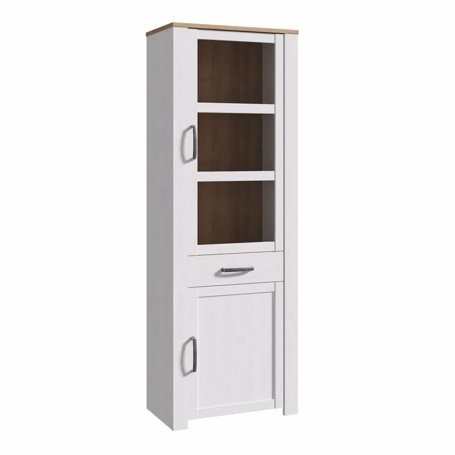 Furniture To Go Bohol Narrow Display Cabinet in White with Glass Doors and Internal Shelves – 2