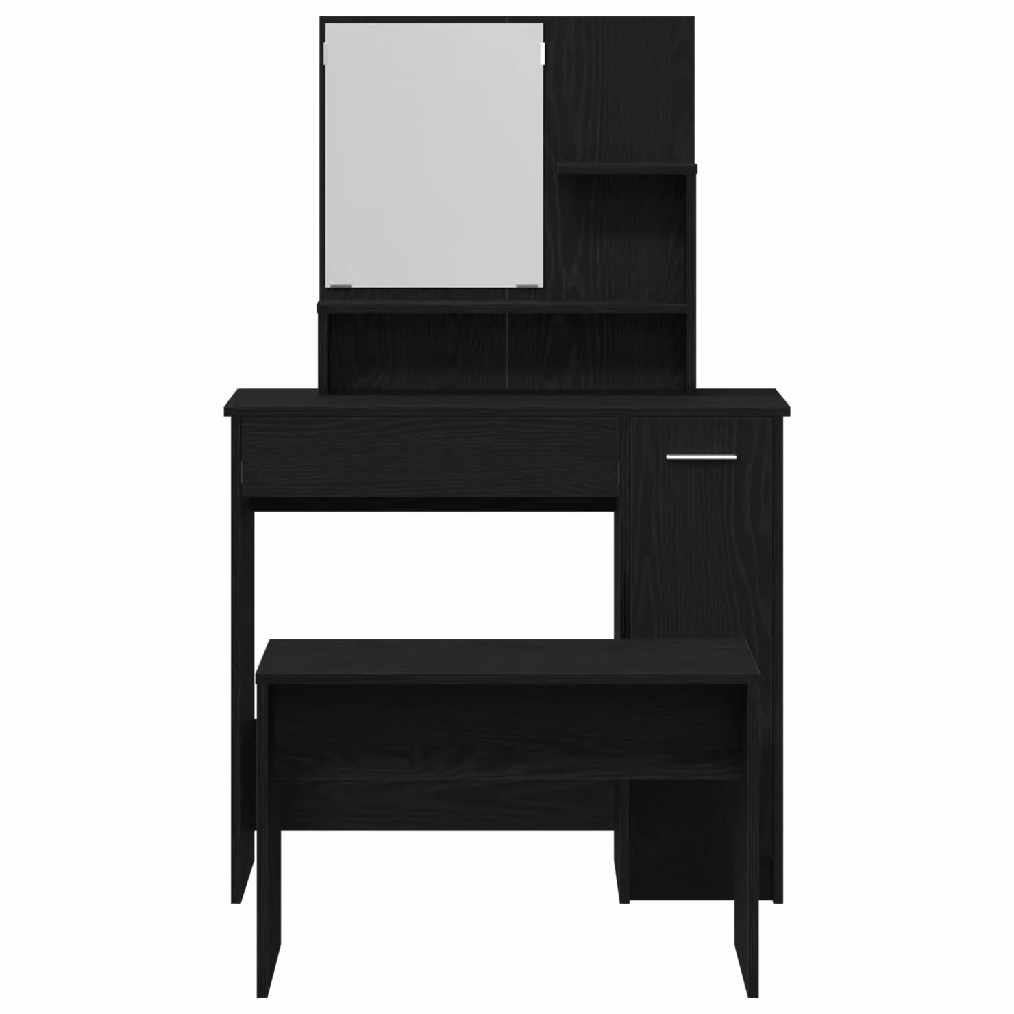 Berkfield Home Modern Black Oak Dressing Table Set in Matt Engineered Wood – 3
