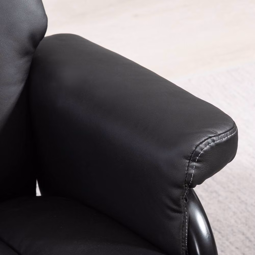 STILVORA Black Synthetic Leather Recliner Chair with Matching Footstool and 360 Degree Swivel Function – 9
