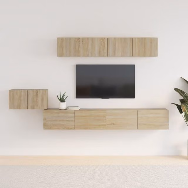 Berkfield Home 5 Piece Sonoma Oak TV Cabinet Set in Brown