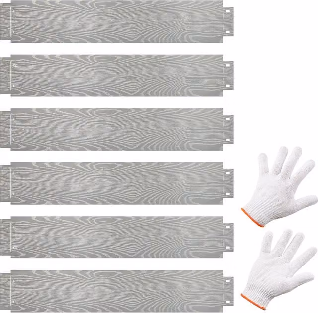 Gymax 6 Pack Silver Galvanised Metal Landscape Edging and Flexible Tree Fence Set