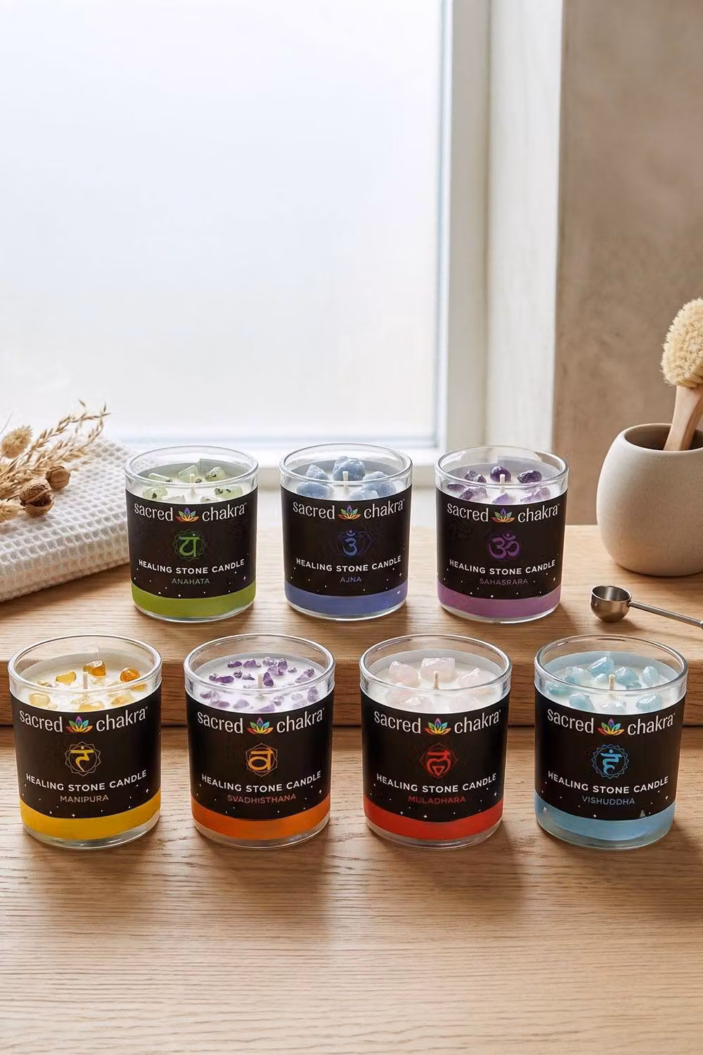Homescapes Multicolour Votive Tabletop Glass Candles, Set of 7 – 2