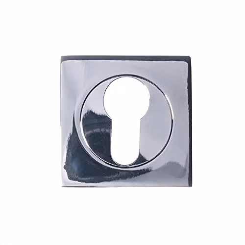 Loops Square Euro Profile Escutcheon with Concealed Fix in Polished Chrome, 52mm – 2