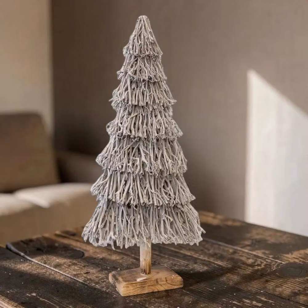 Four Candle Whitewashed Root Branch Christmas Tree in White, Height: 108 cm – 2