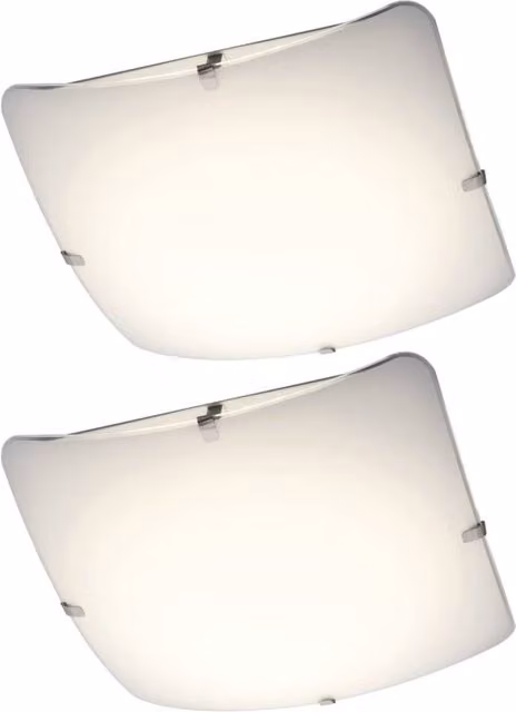 First Choice Lighting Eden Set of 2 White LED Flush Ceiling Lights with Glass Covers – 1