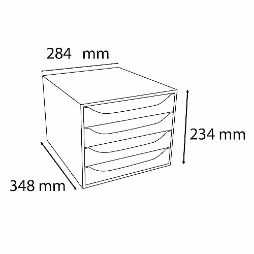 Exacompta Office ECOBOX Desktop Drawer Set, 4 Drawers, Grey, W: 34.8 cm, D: 28.4 cm, H: 23.4 cm – 2