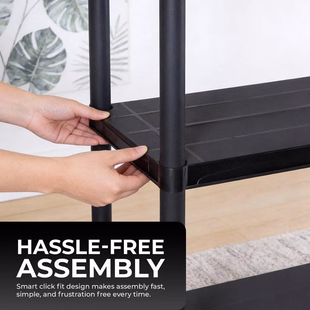 Havendro 3-Tier Freestanding Plastic Garage Storage Rack in Black, H 91 x W 60 x D 30 cm – 4