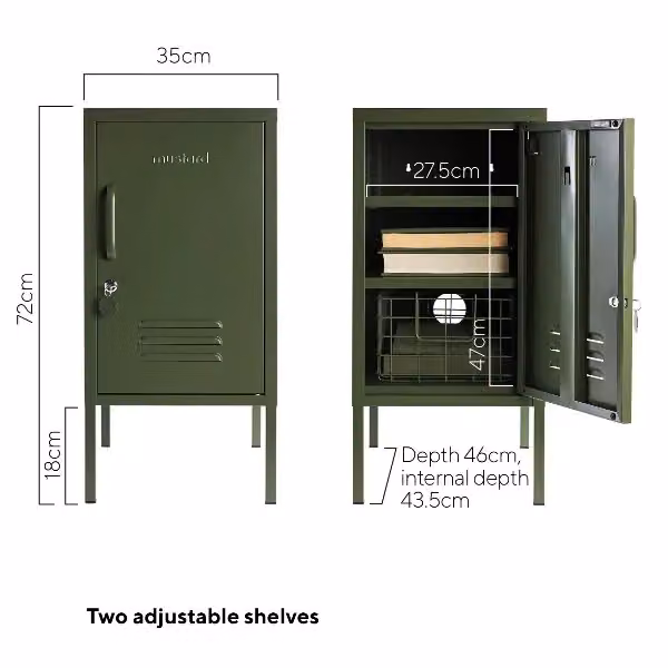 Mustard Made The Shorty Freestanding Metal Storage Cabinet in Olive Green, W/D/H: 72 x 35 x 46 cm – 5