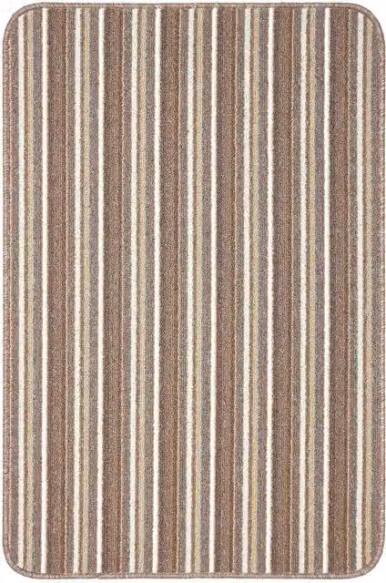 THE RUGS Washable Nonslip Striped All-Purpose Mat, Beige, W: 67 cm, L: 180 cm