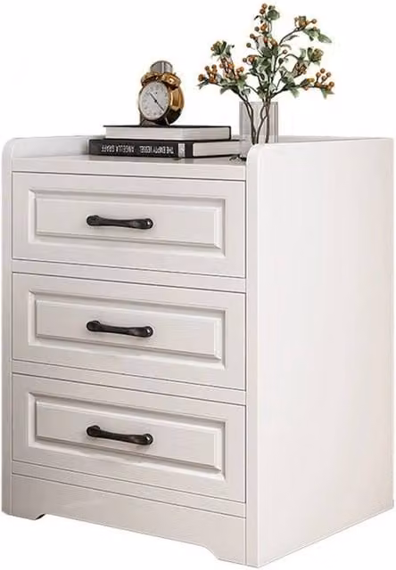 Kelvenix 3 Drawer Wooden Bedside Cabinet in White – 1