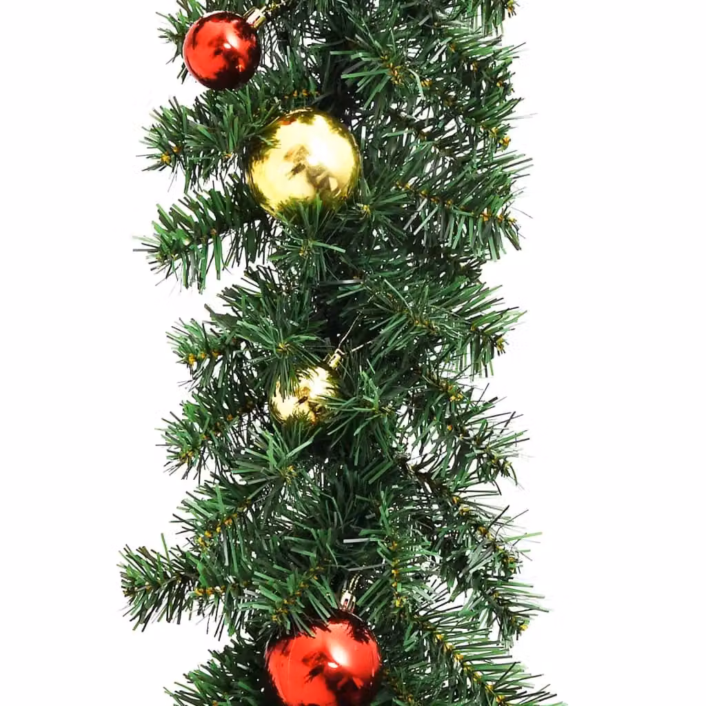 Berkfield Home Christmas Garland with Multicolour Baubles and Warm White LED Lights, Green, 20 m – 4