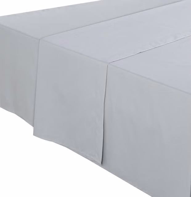 My Home Silver Polycotton Plain Flat Bed Sheet, W: 140 cm, L: 200 cm