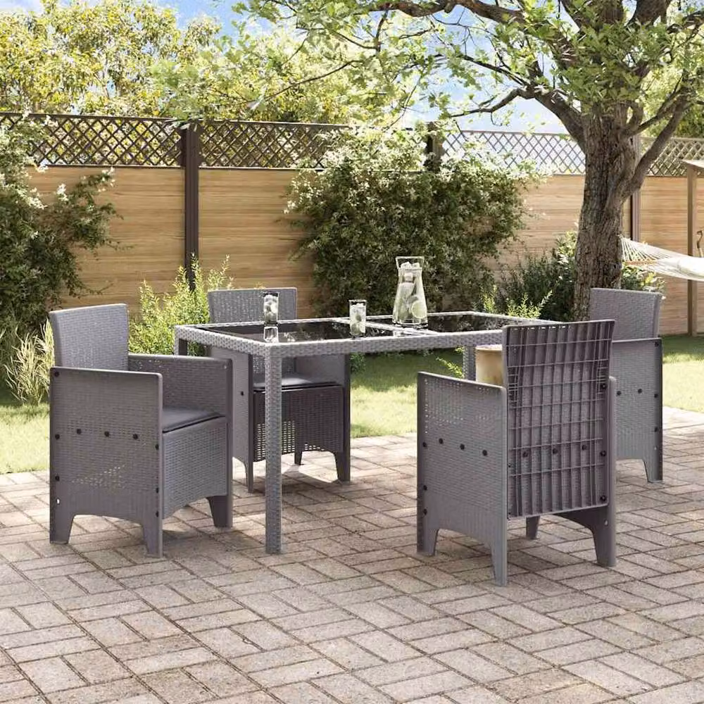 Berkfield Home Set of 4 Modern Poly Rattan Garden Chairs with Cushions in Anthracite Grey – 2