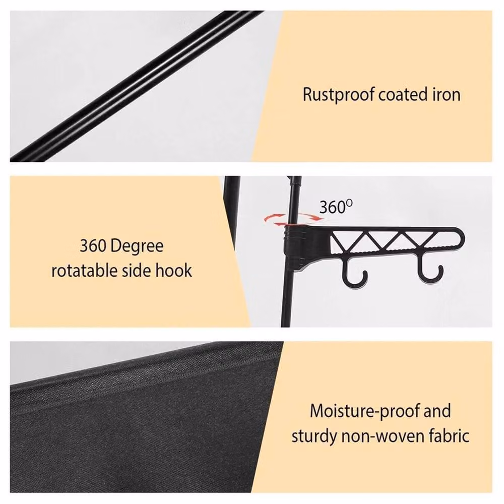 PAWNORA Black Heavy Duty Clothes Rail Rack Garment Stand Open Wardrobe, H 170 cm x W 36 cm x D 36 cm – 3
