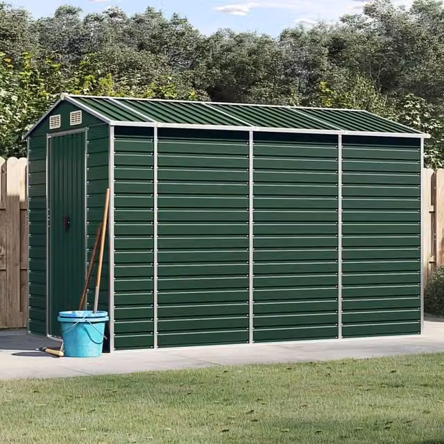 Berkfield Home Green Galvanised Steel Garden Shed W/D/H: 191 x 300 x 198 cm – 1