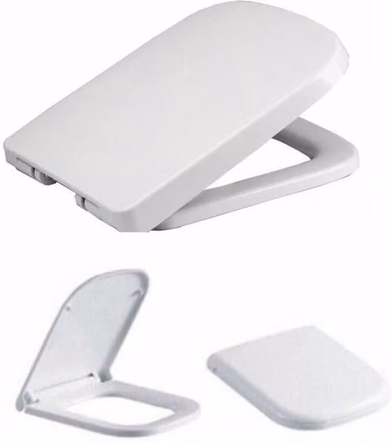 Nordara White Square Plastic Toilet Seat with Soft Close and Quick Release Hinges