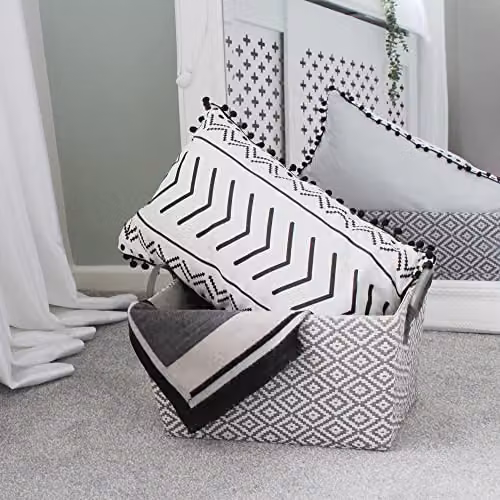 JVL Argyle Rectangular Paper Storage Basket in Grey, W/D/H: 28.0 x 20.0 x 38.0 cm – 3