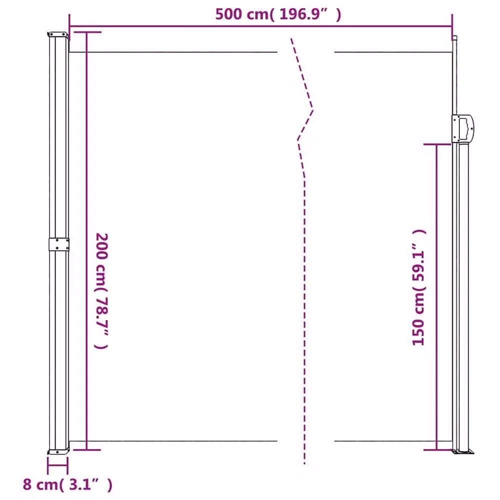 Berkfield Home Retractable Single Side Awning in Brown, W/H: 500 x 200 cm – 5