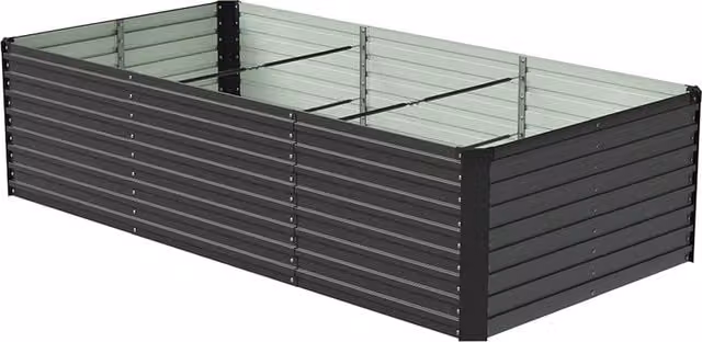 Livingandhome Rectangular Metal Raised Garden Bed, Black, 60 cm