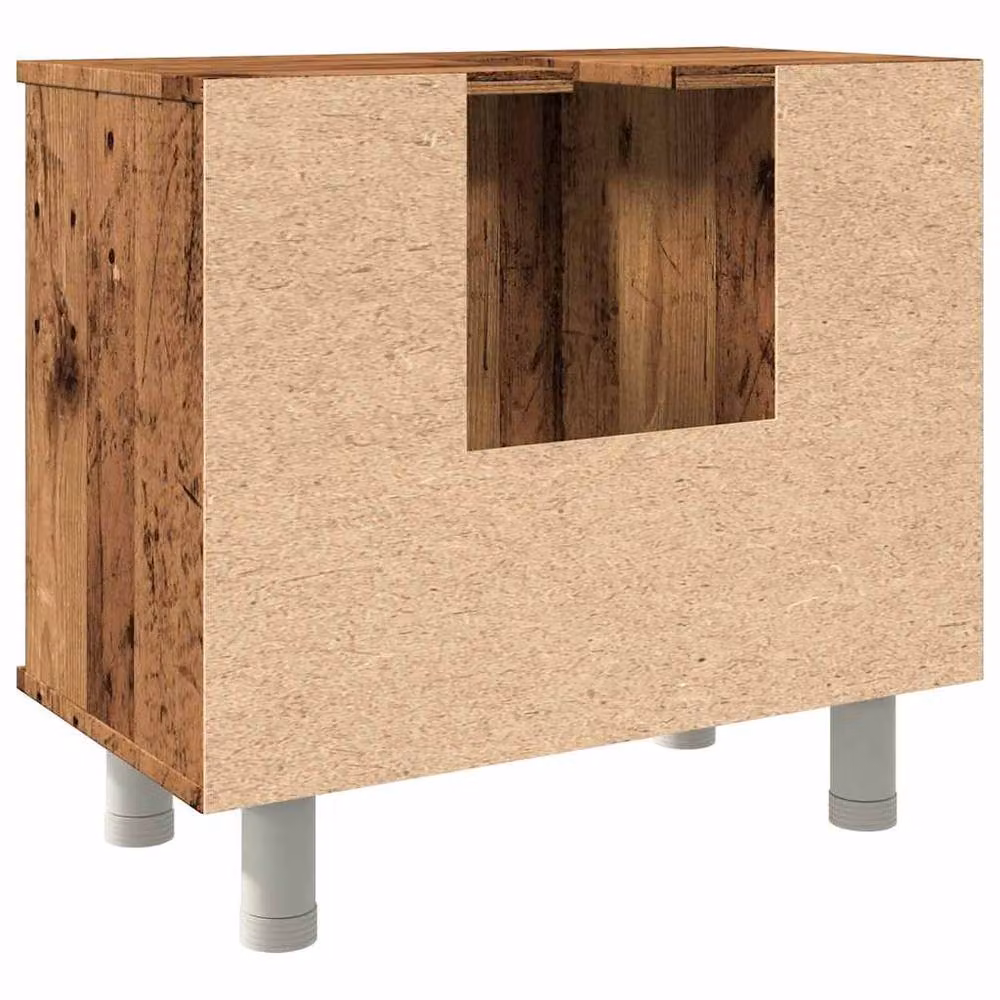 Berkfield Home Stylish Brown Rustic Bathroom Cabinet with Hinged Doors and Internal Shelves W/D/H: 60 x 32 x 53.5 cm – 4