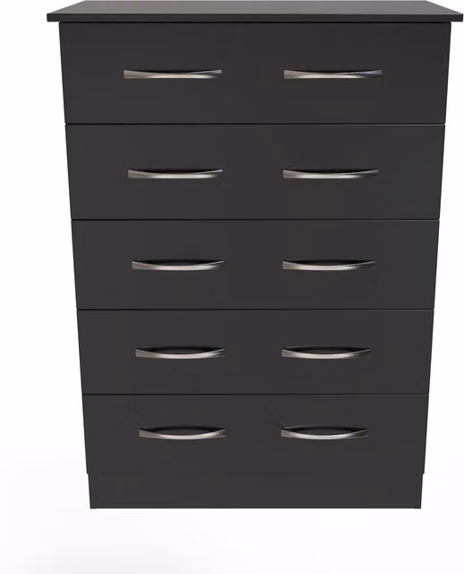 Ready Assembled 2 U Hampshire 5 Drawer Chest in Matt Black – 1