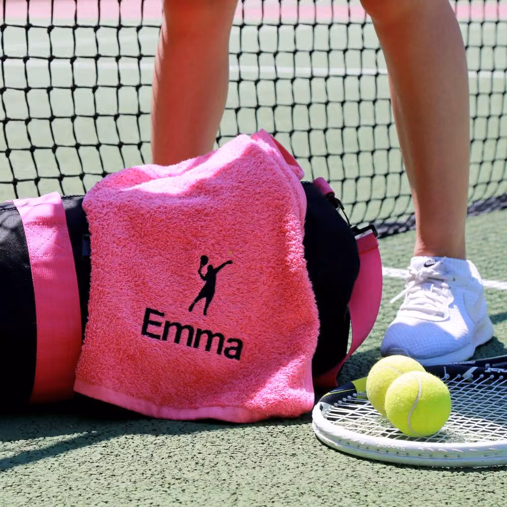 Duncan Stewart Personalised Pink Cotton Terry Tennis Court Towel – 2