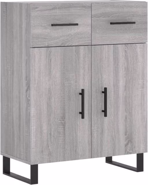 Berkfield Home Modern Grey Sideboard in Matt Engineered Wood W/D/H: 69.5 x 34 x 90 cm