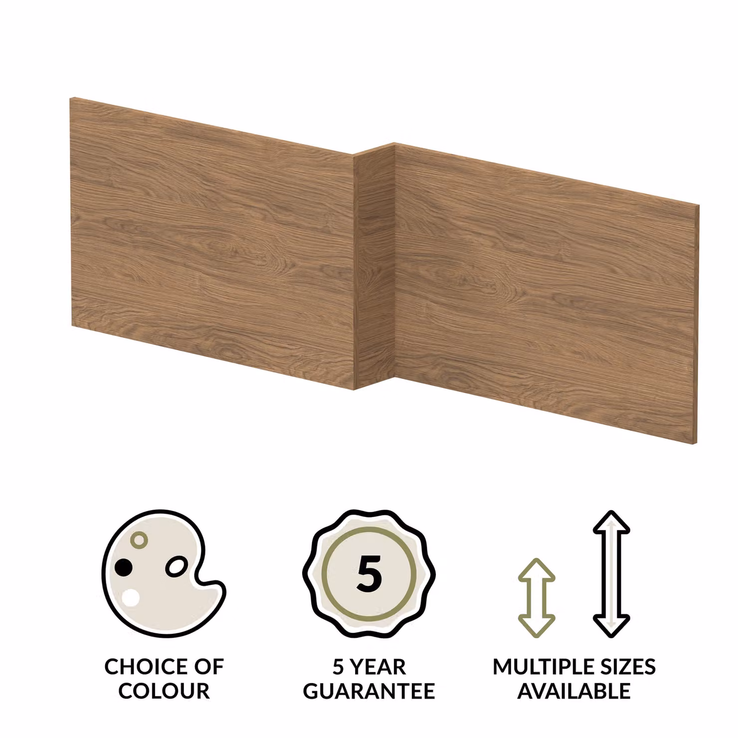 Balterley 1700mm Square L-Shape Shower Bath Front Panel in Antique Oak Brown – 2