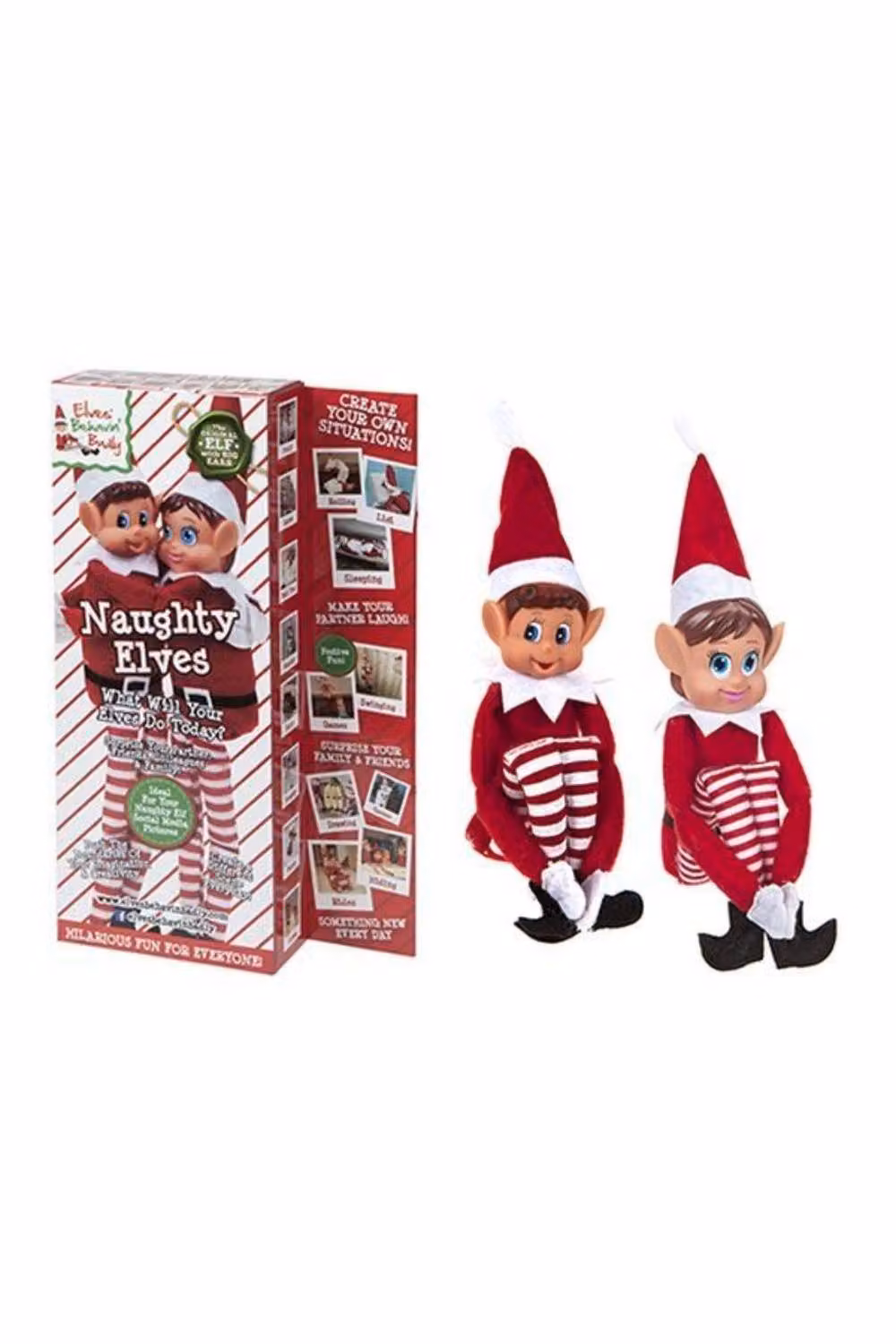 KDMD 2 Pack Christmas Vinyl Head Elf Figures in Red Clothes, 30.48 cm – 2
