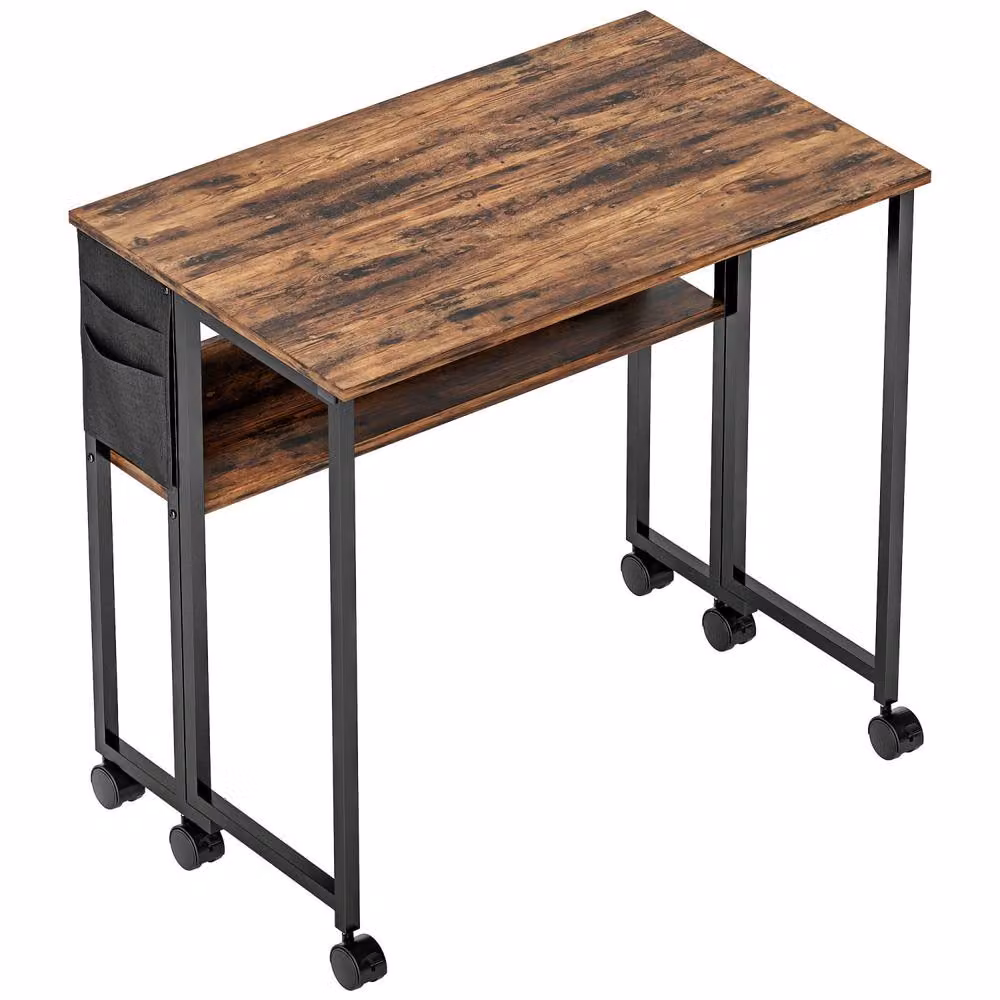 Wyld Haus Saha Drop Leaf Writing Desk in Rustic Brown, W: 80 cm, D: 50 cm, H: 75 cm – 2