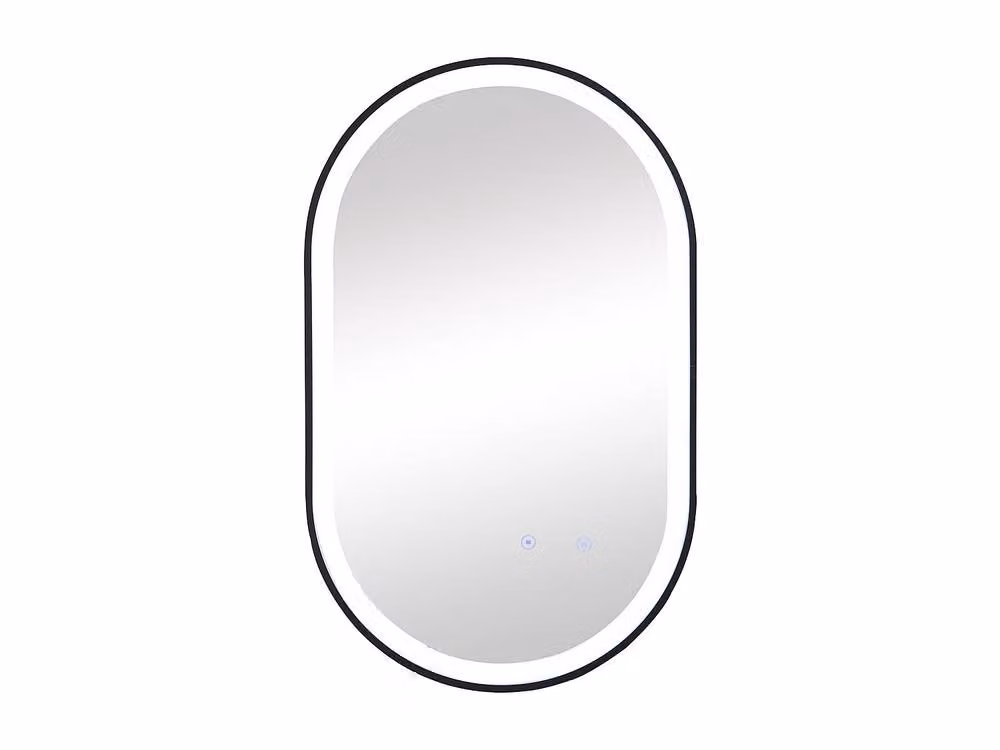 Vente-unique Oval Illuminated Anti-Mist Bathroom Mirror with Black Surround, W: 60 cm, H: 90 cm – 2