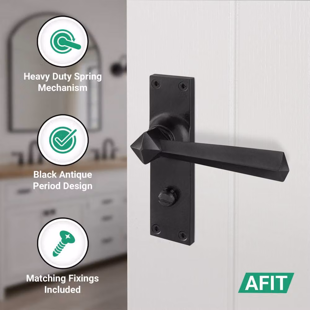 AFIT Black Antique Cast Iron Bathroom Handles and Hinges Set – 3