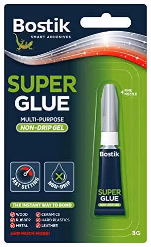 Bostik Super Glue Non-Drip Gel, 3g Transparent Cyanoacrylate Instant Bonding Adhesive