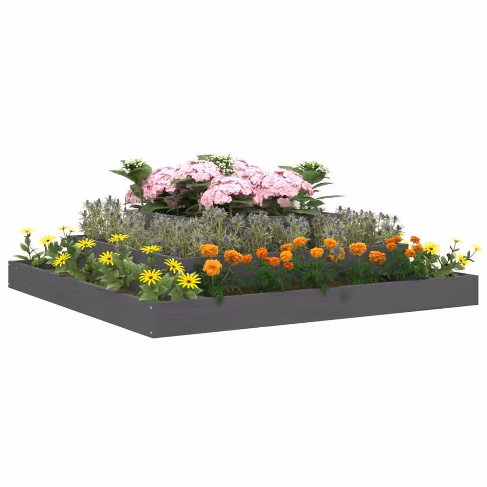 Berkfield Home Grey Solid Wood Pine Planter W/D/H: 110 x 110 x 27 cm – 3