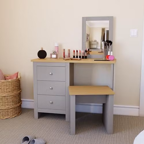 Vida Designs Arlington Modern Dressing Table Set in Grey – 3