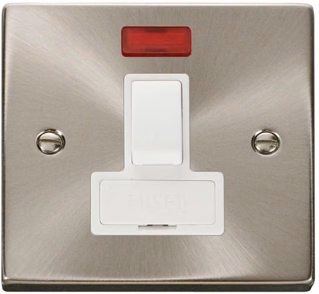SE HOME White and Silver Surface Mounted 13A Switched Fused Connection Unit with Neon Indicator