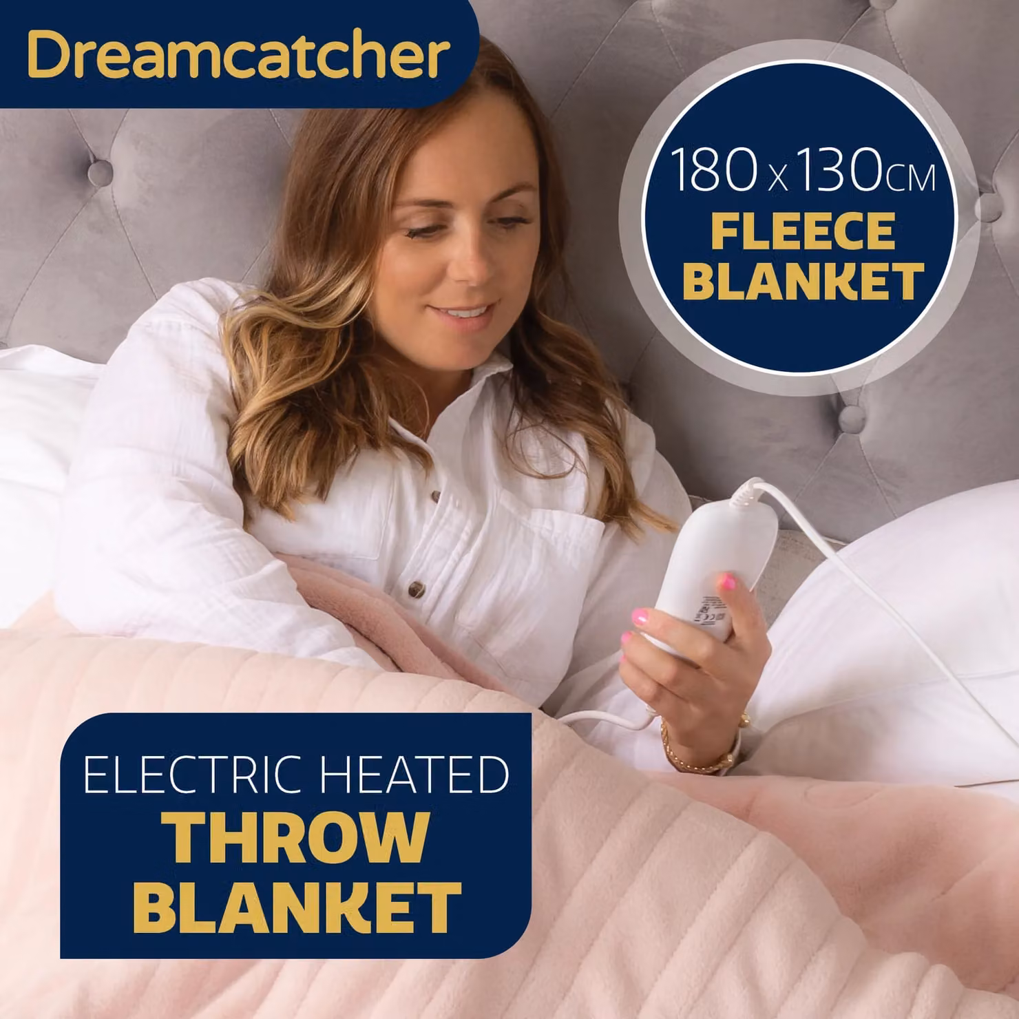 Dreamcatcher XL Double Electric Heated Fleece Throw Blanket in Pink – 2