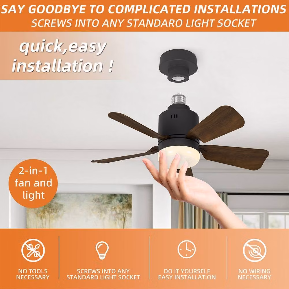 NIVOR Dimmable LED Ceiling Fan Light with Remote Control, E27 Socket, 4 Speeds and 3 CCT, Dark Brown, Diameter: 45 cm – 3
