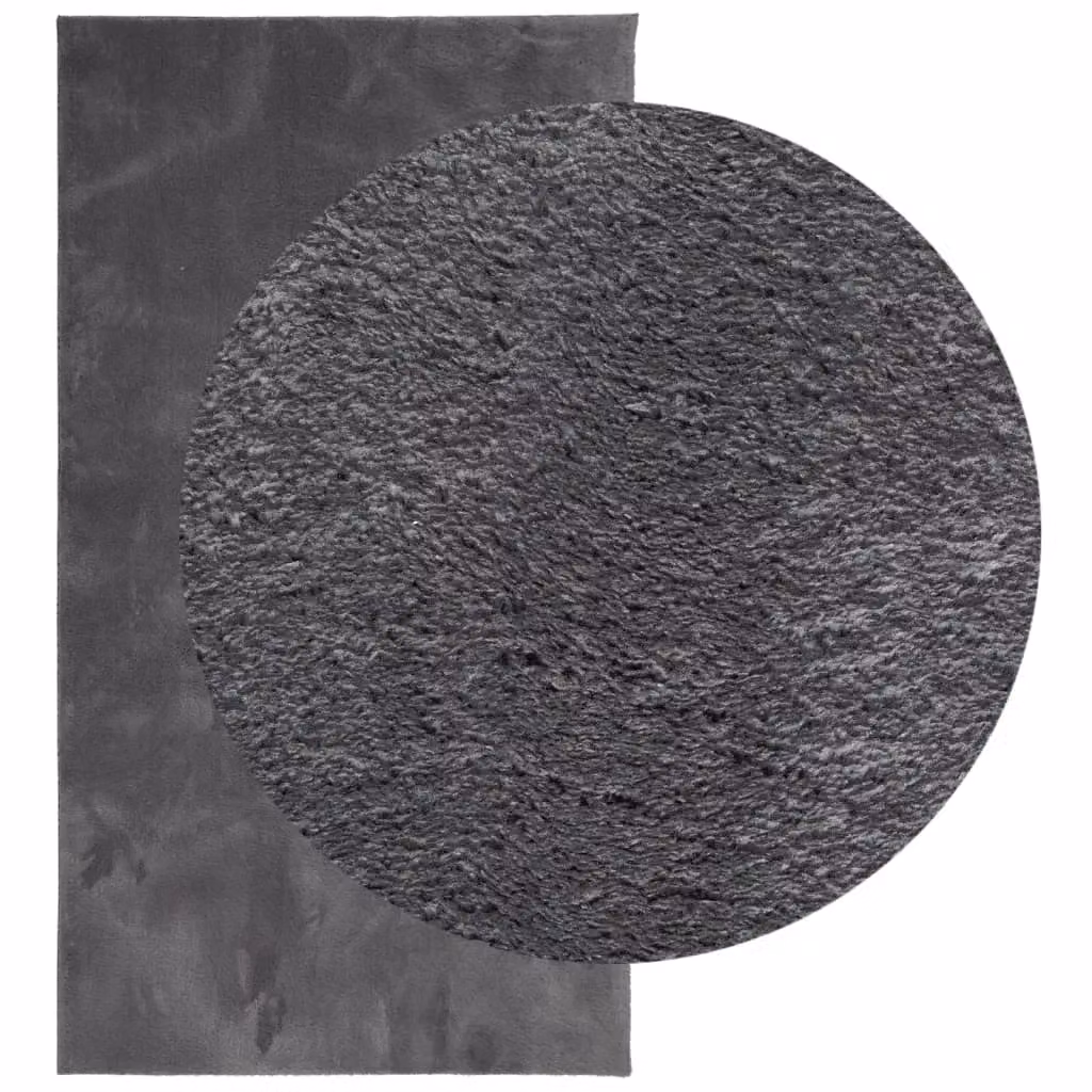 Berkfield Home Round Short Pile Soft and Washable Rug in Anthracite Black, Diameter: 60 cm – 2