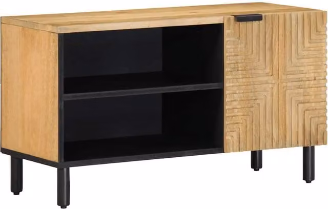 Berkfield Home Brown Mango Wood TV Cabinet W: 80 cm, D: 31.5 cm, H: 46 cm – 1