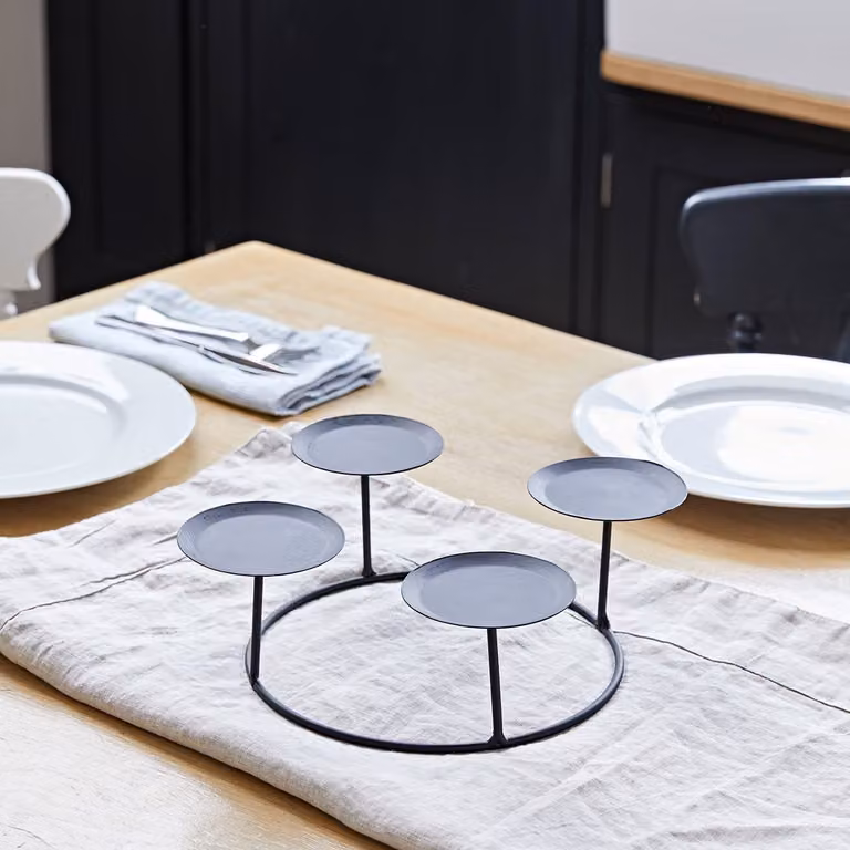 Lights4fun Black Metal Round Pillar Candle Holder Stand