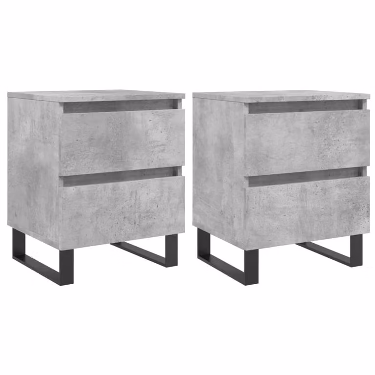 Berkfield Home Set of 2 Bedside Cabinets in Concrete Grey, W/D/H: 40 x 35 x 50 cm