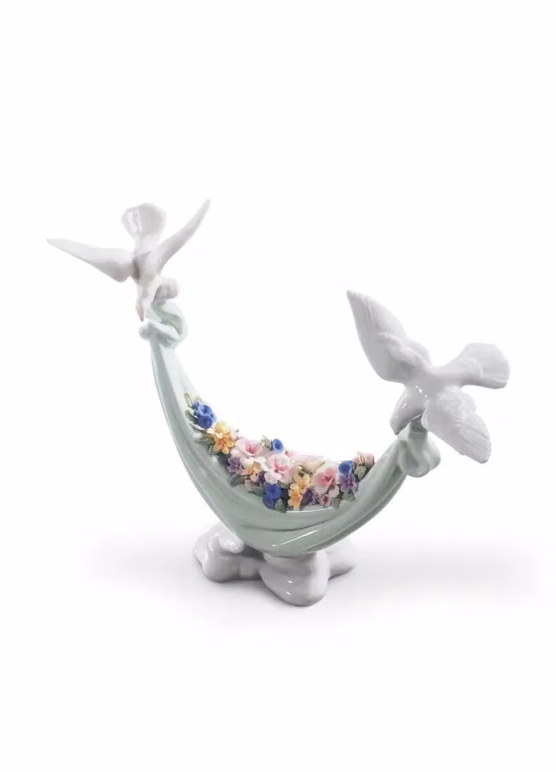Lladró Petals of Peace Doves White Porcelain Figurine