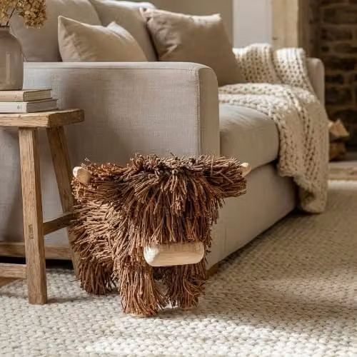 Madison & Mayfair Brown Highland Cow Twig Ornament, Rustic Wood Tabletop Décor, W: 35.0 cm, D: 30.0 cm, H: 35.0 cm – 3