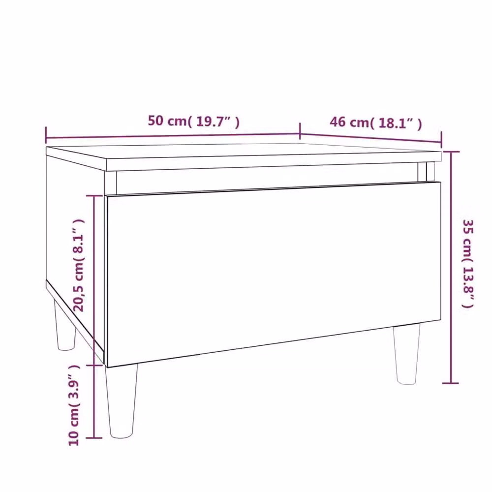 Berkfield Home Black Square Side Table W: 50 cm, D: 46 cm, H: 35 cm – 3