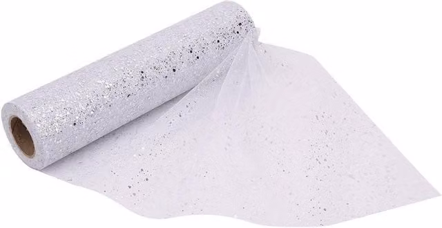 Neel Blue Silver Sparkle Sequin Glitter Mesh Tulle Fabric Roll, Width: 29 cm, Length: 25 m
