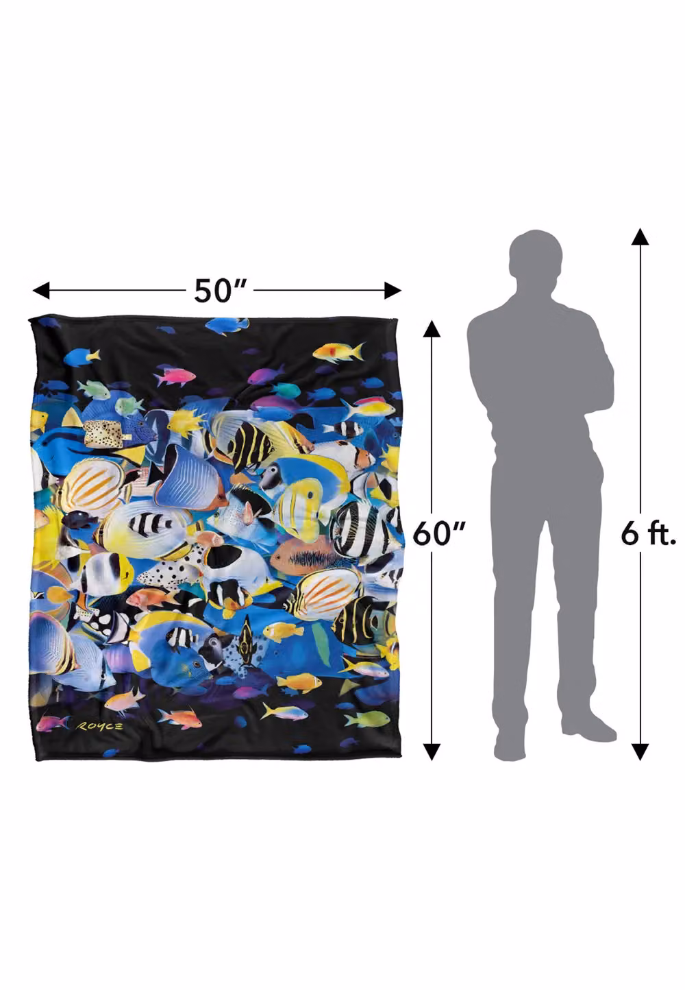 JQ Licensing Royce Mcclure Night Dive Tropical Fish Super Soft Fleece Throw Blanket, White, W/D/H: 152 x 127 cm – 8