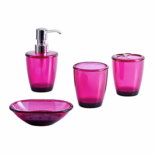 Novel Solutions Red Acrylic 4-Piece Bathroom Accessories Set including Soap Dispenser, Toothbrush Holder, Tumbler and Soap Dish – 1
